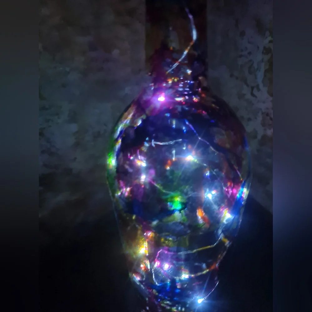 Illuminated Alcohol Ink Colorful LED Rechargeable USB Wine Bottle Light Decor